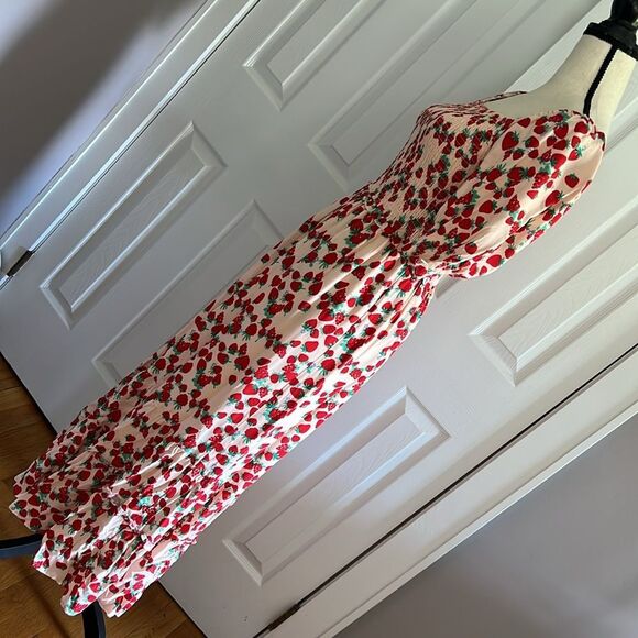Betsey Johnson Strawberry Feilds Challis Midi Dress size XS - Picture 8 of 12